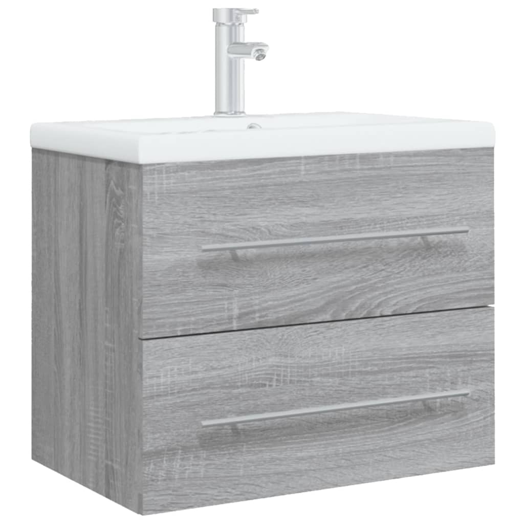 vidaXL Mueble de baño con lavabo madera contrachapada gris Sonoma