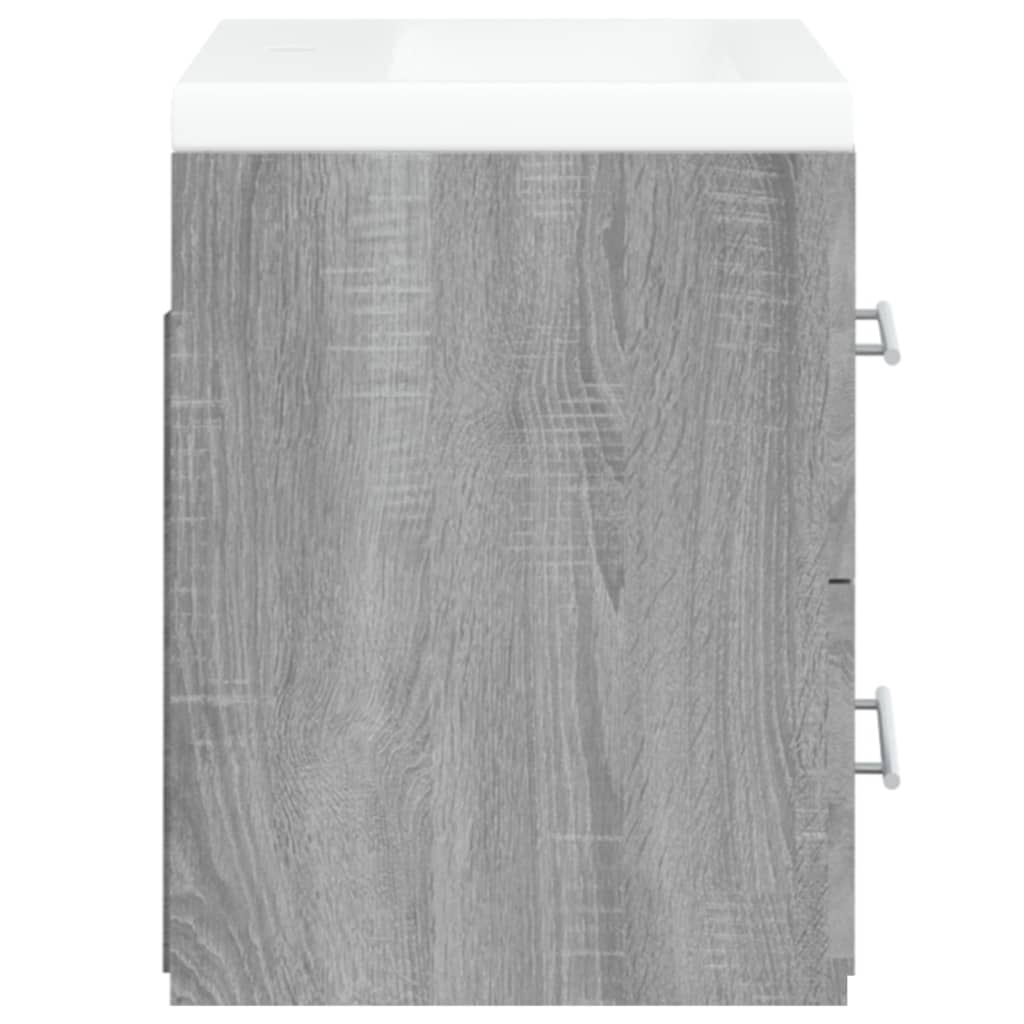 vidaXL Mueble de baño con lavabo madera contrachapada gris Sonoma