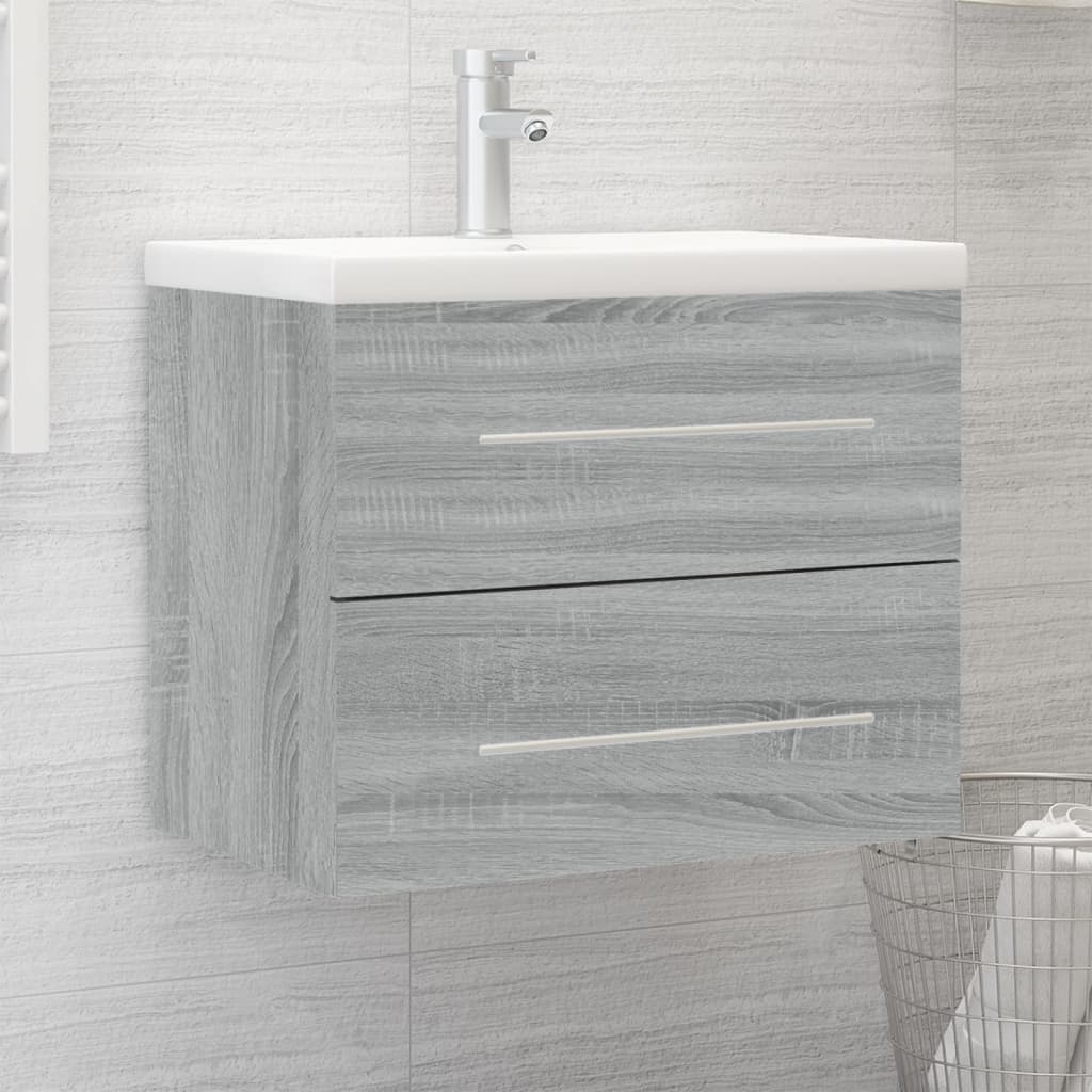 vidaXL Mueble de baño con lavabo madera contrachapada gris Sonoma