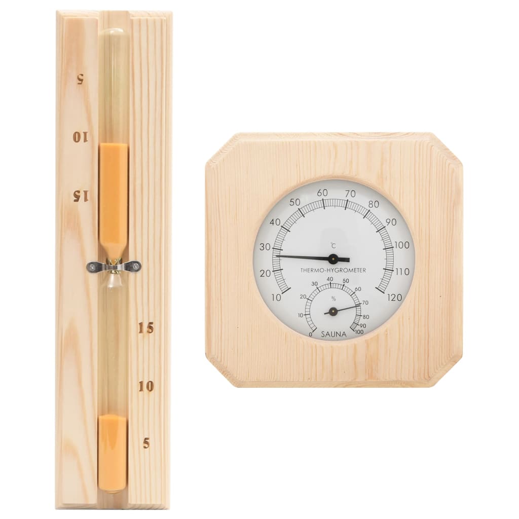 vidaXL Higrotermógrafo y reloj de arena para sauna 2 en 1 madera pino