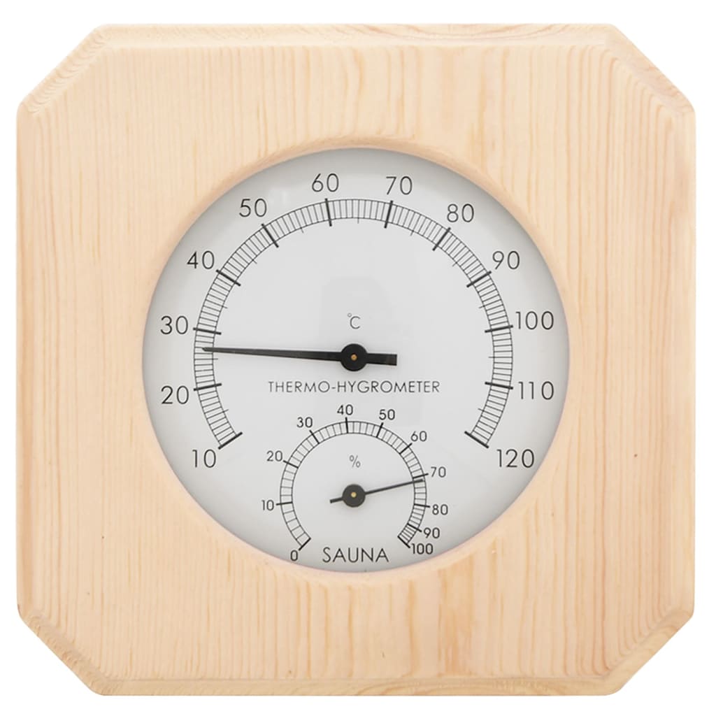 vidaXL Higrotermógrafo y reloj de arena para sauna 2 en 1 madera pino