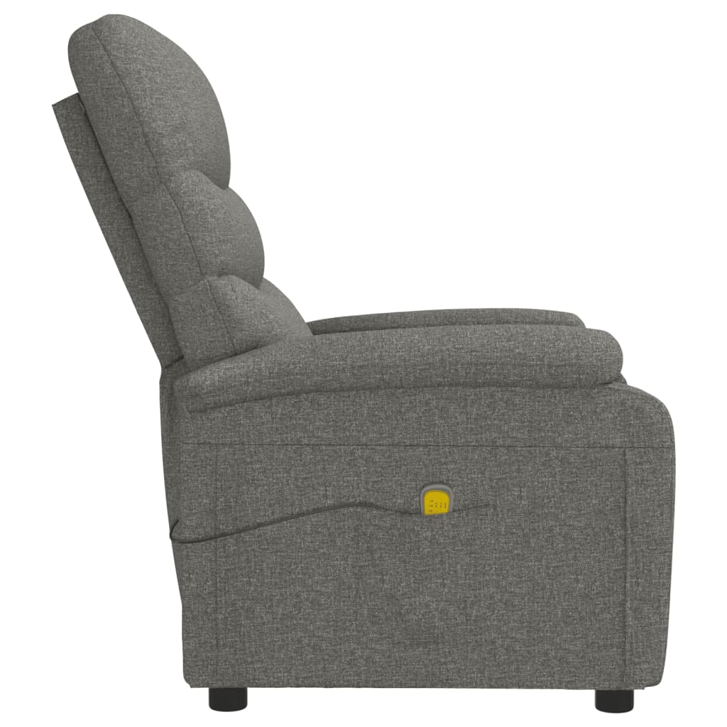 vidaXL Sillón de masaje de tela gris oscuro