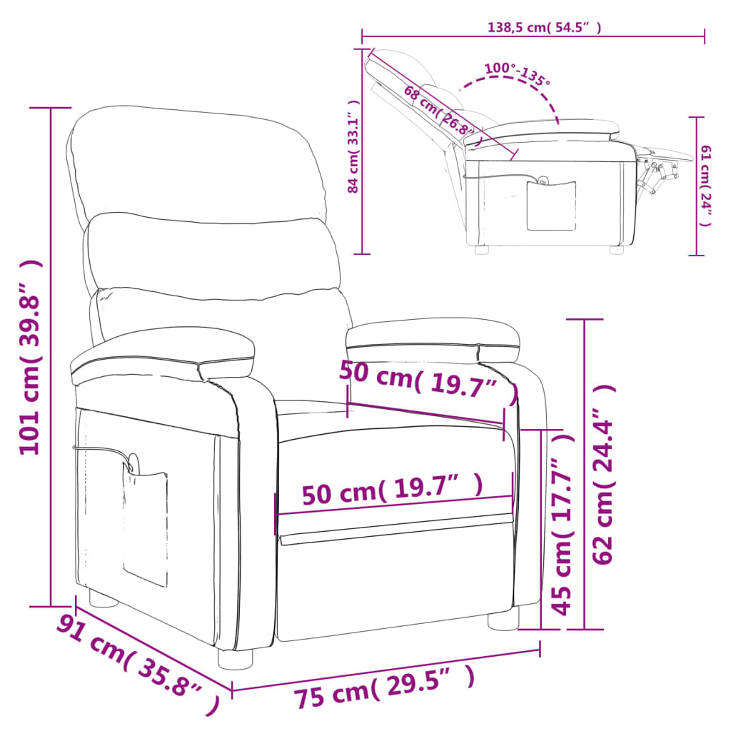 vidaXL Sillón de masaje de tela gris oscuro