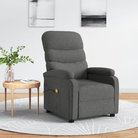 vidaXL Sillón de masaje de tela gris oscuro