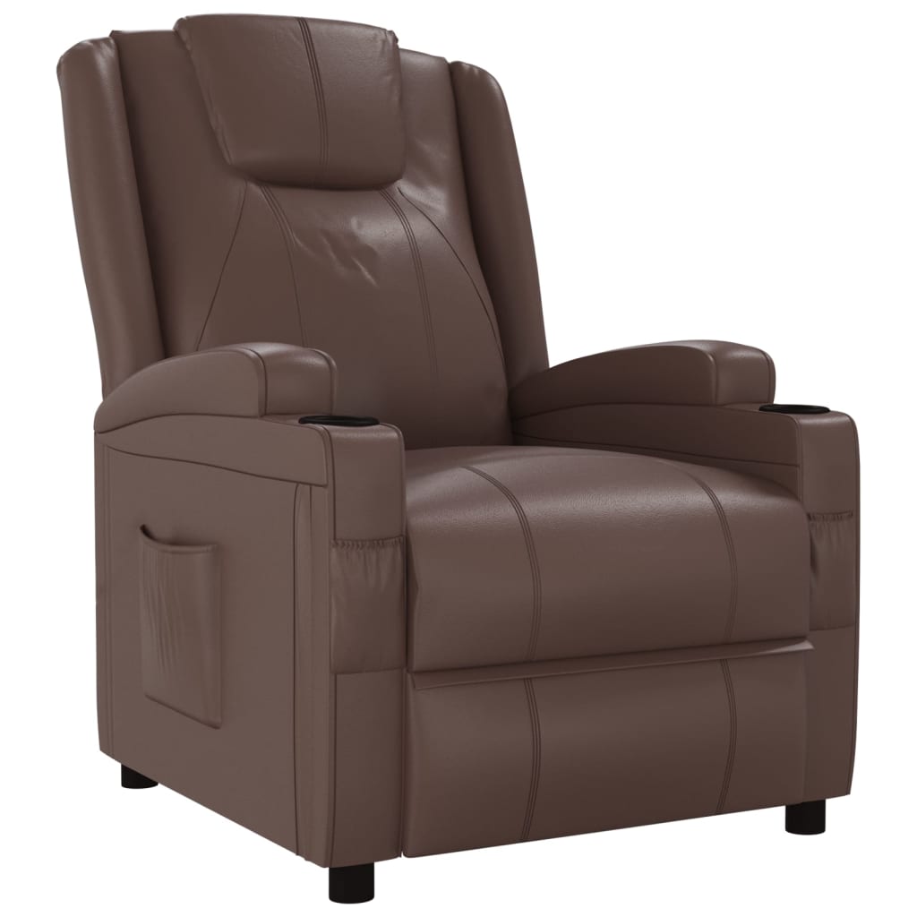 vidaXL Sillón reclinable de cuero sintético marrón