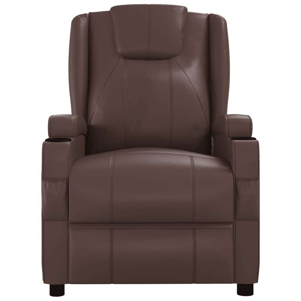 vidaXL Sillón reclinable de cuero sintético marrón