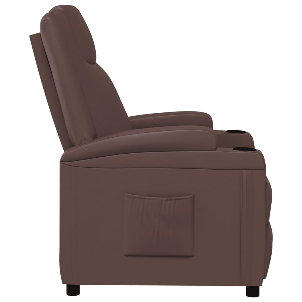 vidaXL Sillón reclinable de cuero sintético marrón