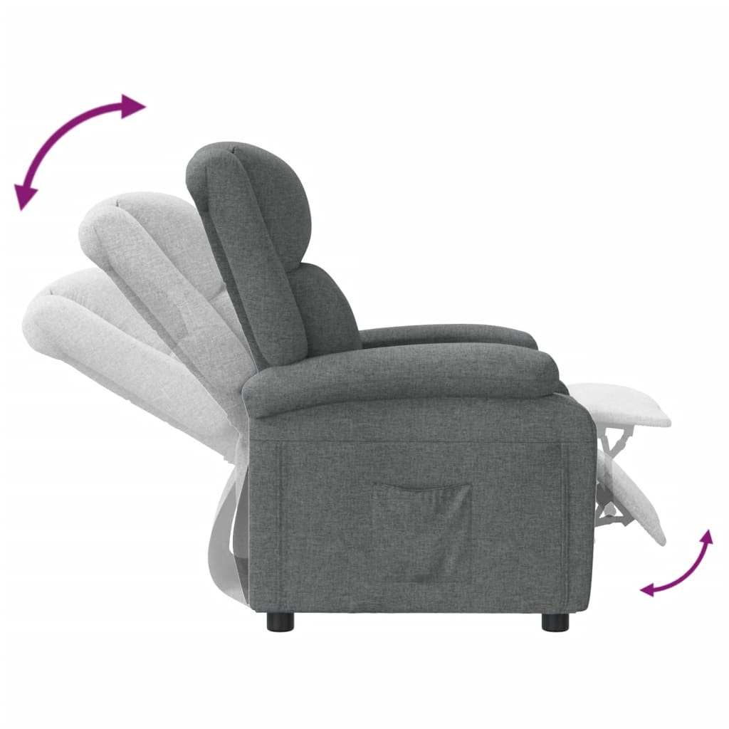 vidaXL Sillón reclinable de tela gris oscuro