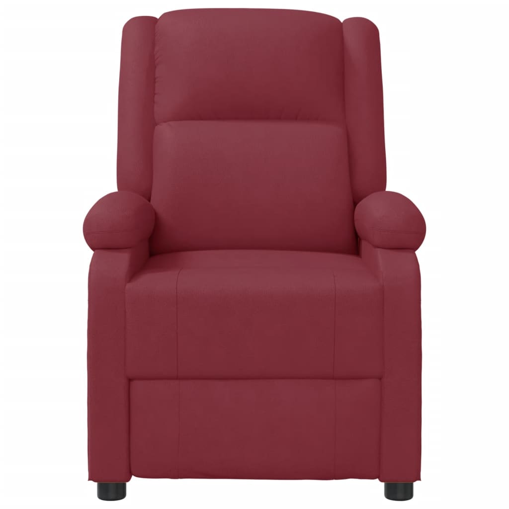 vidaXL Sillón de masaje de cuero sintético rojo tinto