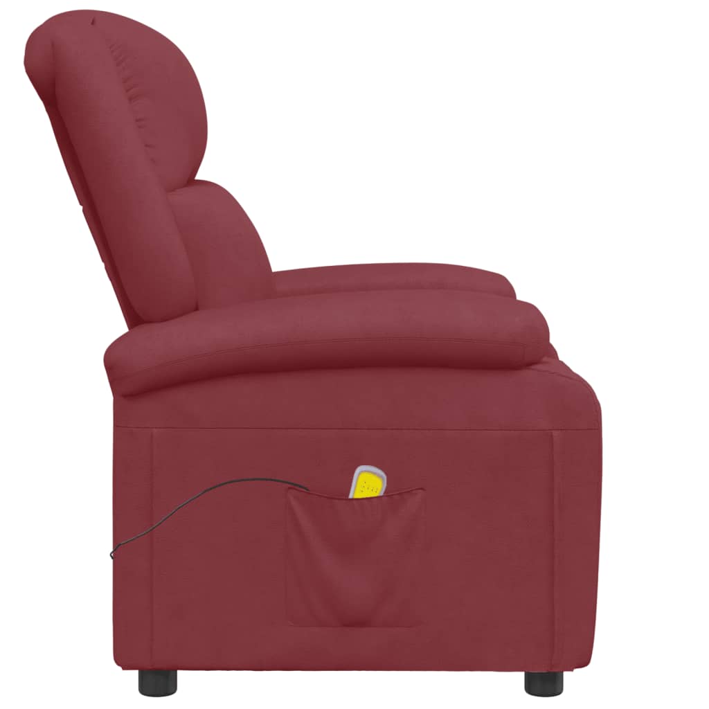 vidaXL Sillón de masaje de cuero sintético rojo tinto