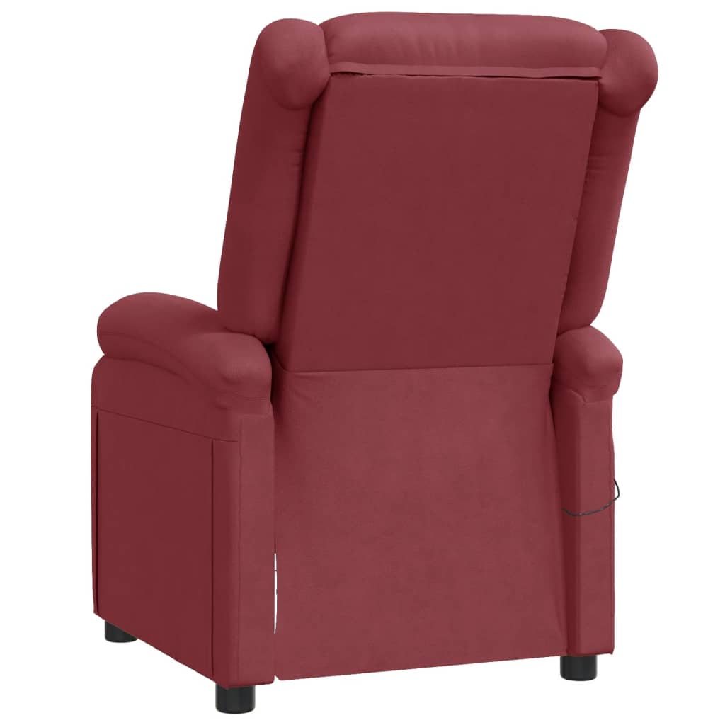 vidaXL Sillón de masaje de cuero sintético rojo tinto