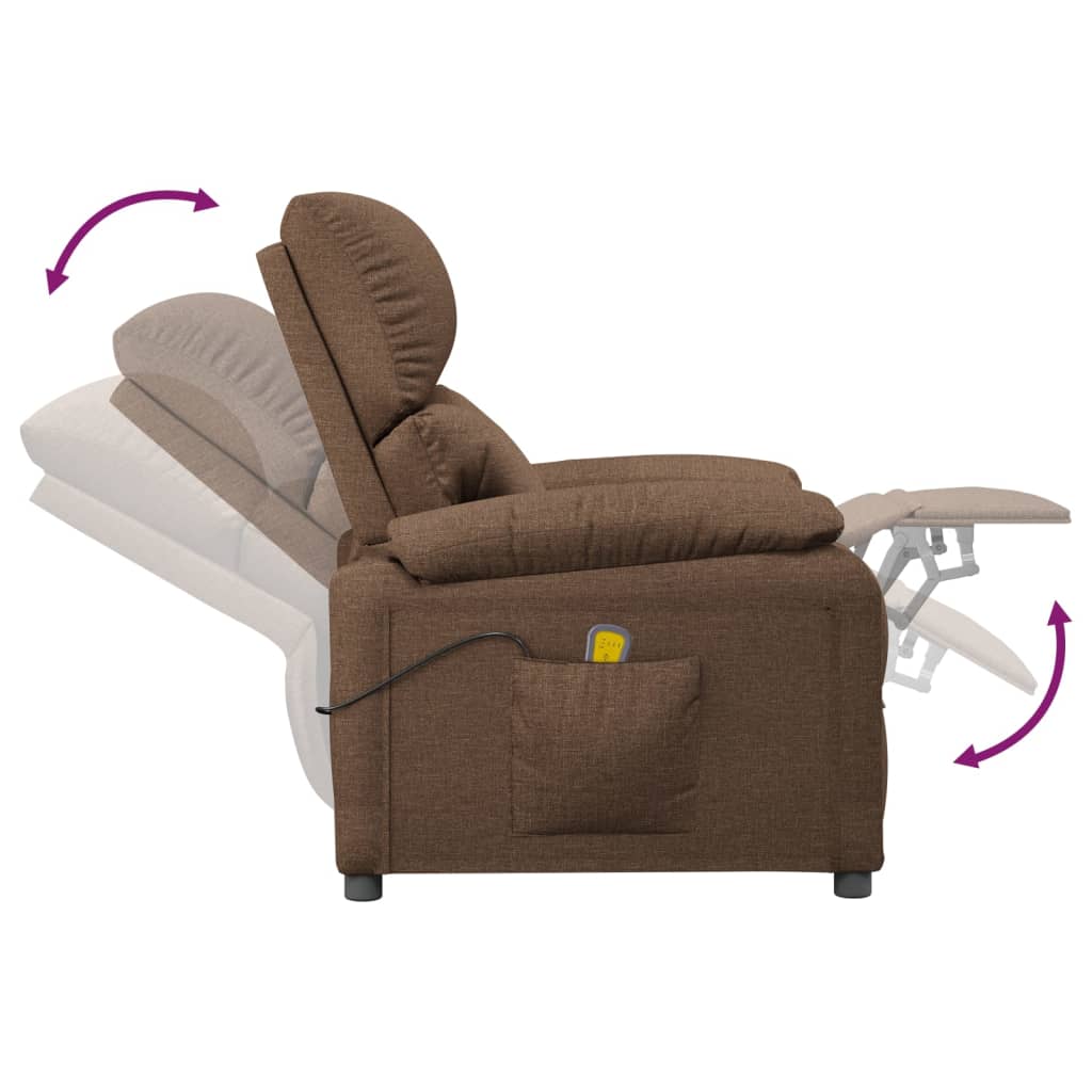 vidaXL Sillón de masaje eléctrico tela marrón