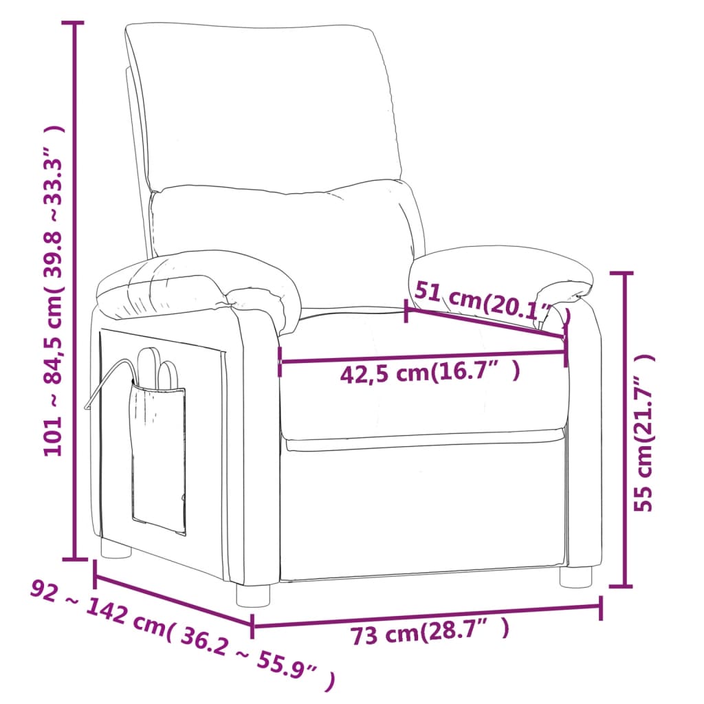 vidaXL Sillón de masaje eléctrico tela marrón