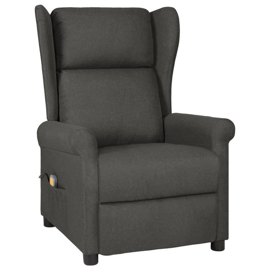 vidaXL Sillón de masaje de tela gris oscuro