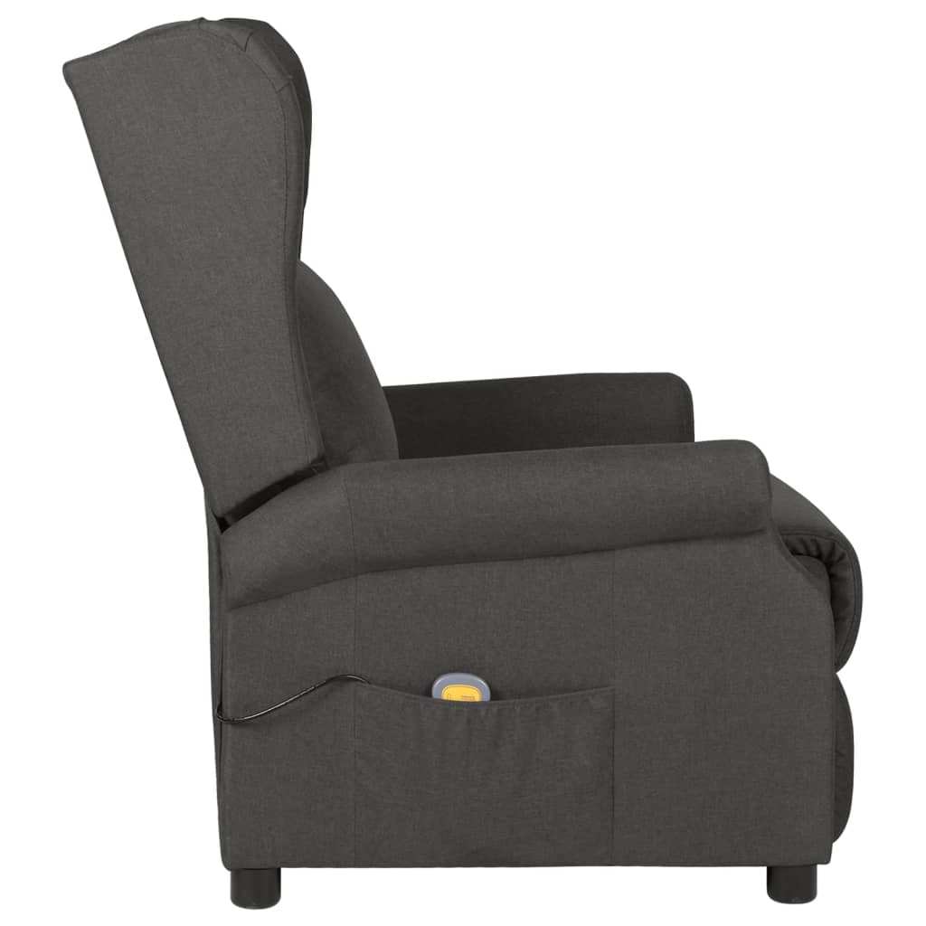 vidaXL Sillón de masaje de tela gris oscuro