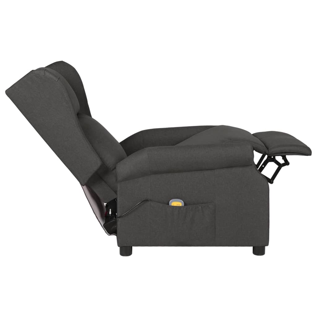 vidaXL Sillón de masaje de tela gris oscuro