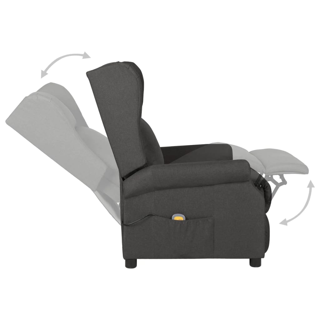 vidaXL Sillón de masaje de tela gris oscuro