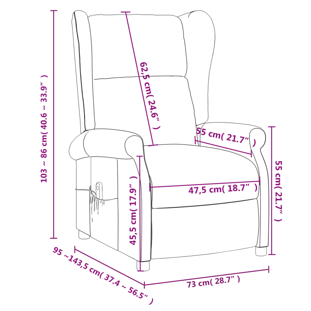 vidaXL Sillón de masaje de tela gris oscuro