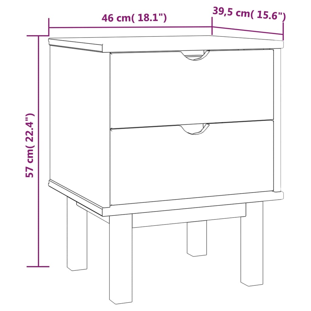 vidaXL Mesita de noche OTTA madera maciza de pino 45x39x57 cm