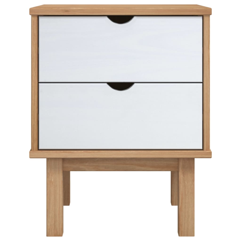 vidaXL Mesita de noche OTTA madera de pino marrón y blanco 45x39x57 cm