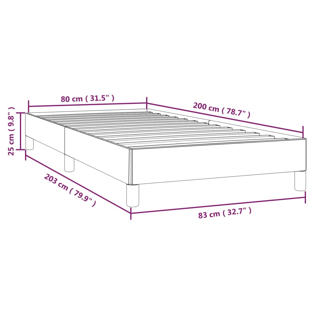 vidaXL Estructura de cama sin colchón terciopelo gris oscuro 80x200 cm