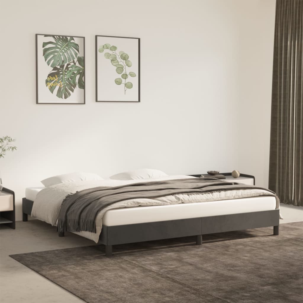 vidaXL Estructura de cama sin colchón terciopelo gris oscuro 160x200cm