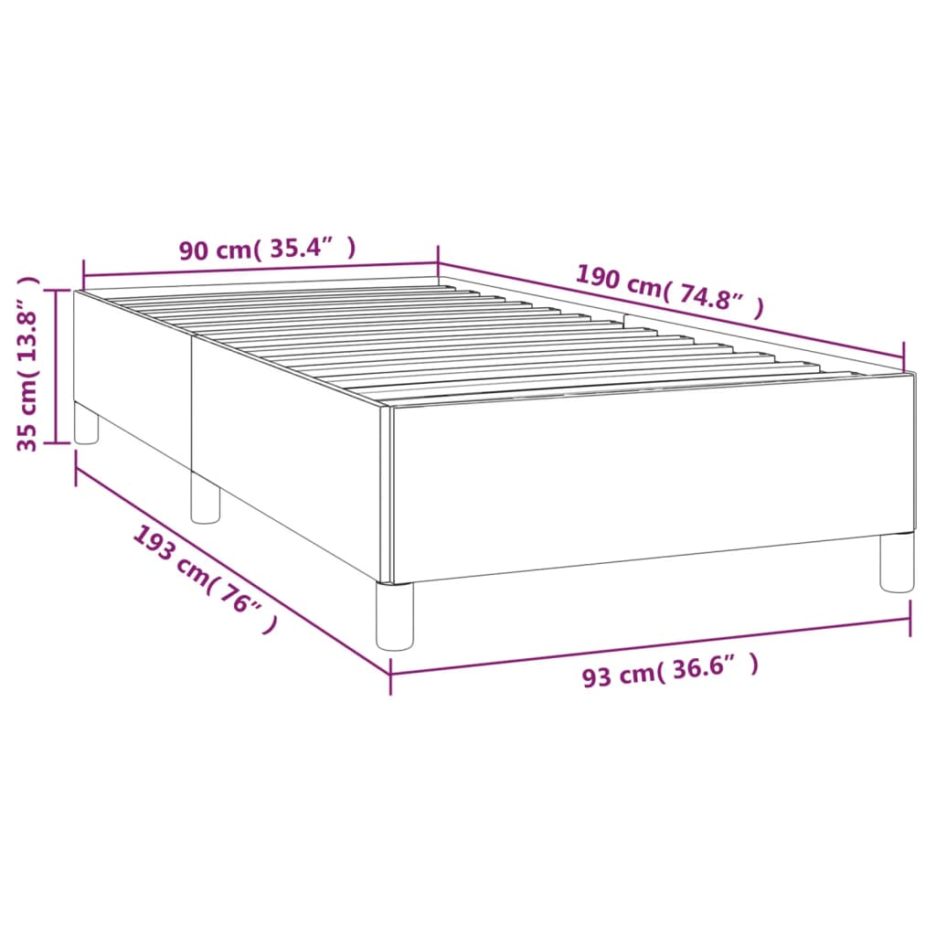 vidaXL Estructura de cama sin colchón terciopelo gris oscuro 90x190 cm