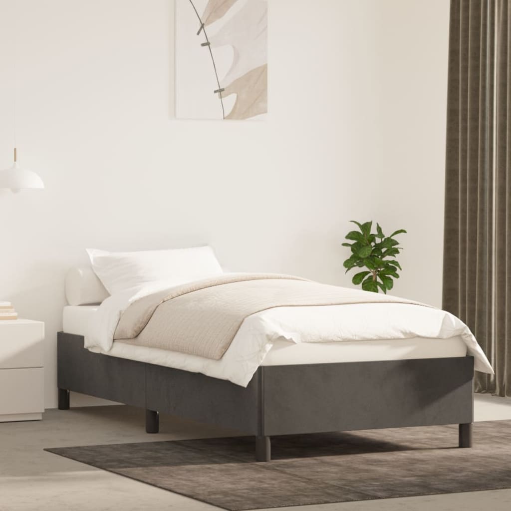 vidaXL Estructura de cama sin colchón terciopelo gris oscuro 90x190 cm