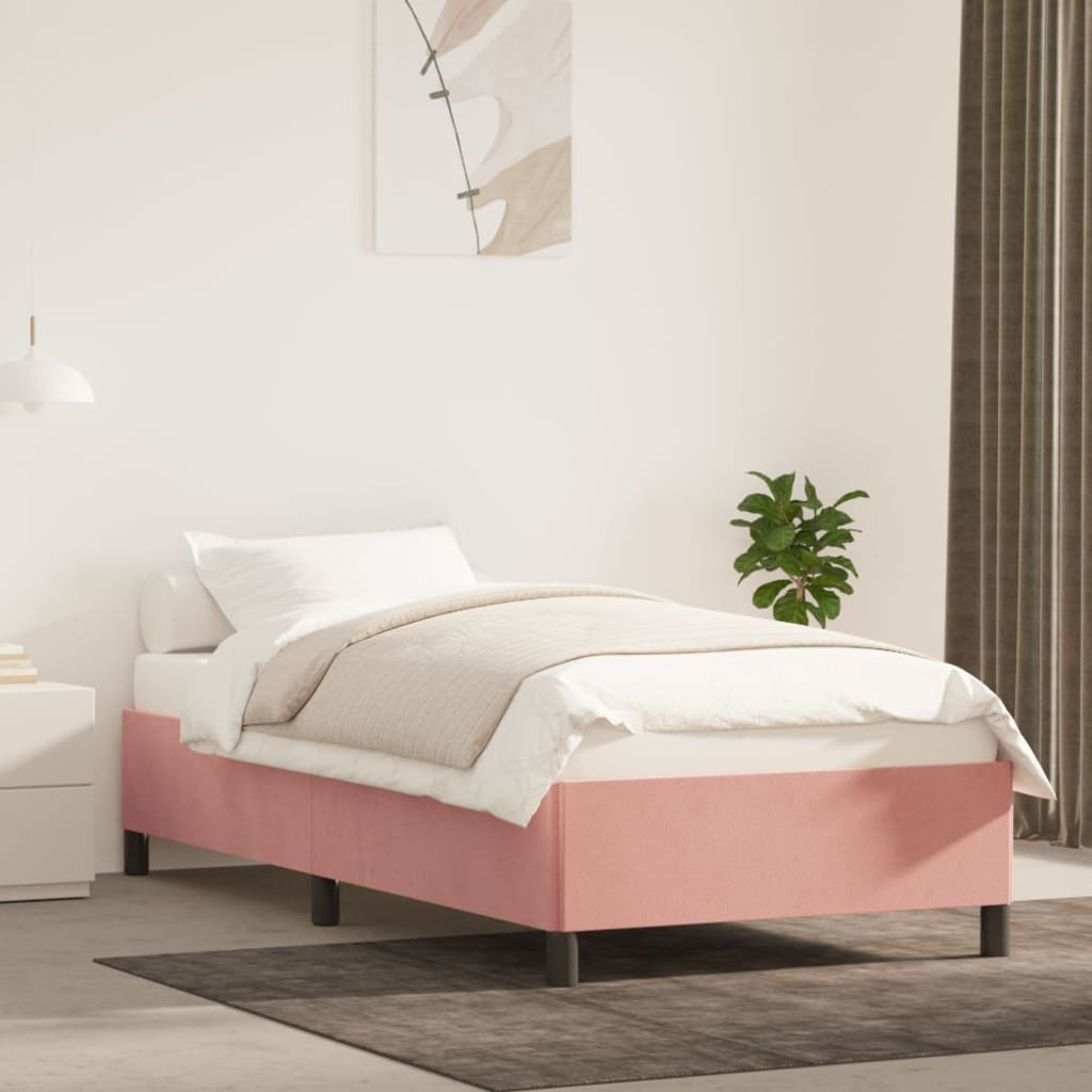 vidaXL Estructura de cama sin colchón terciopelo rosa 90x190 cm