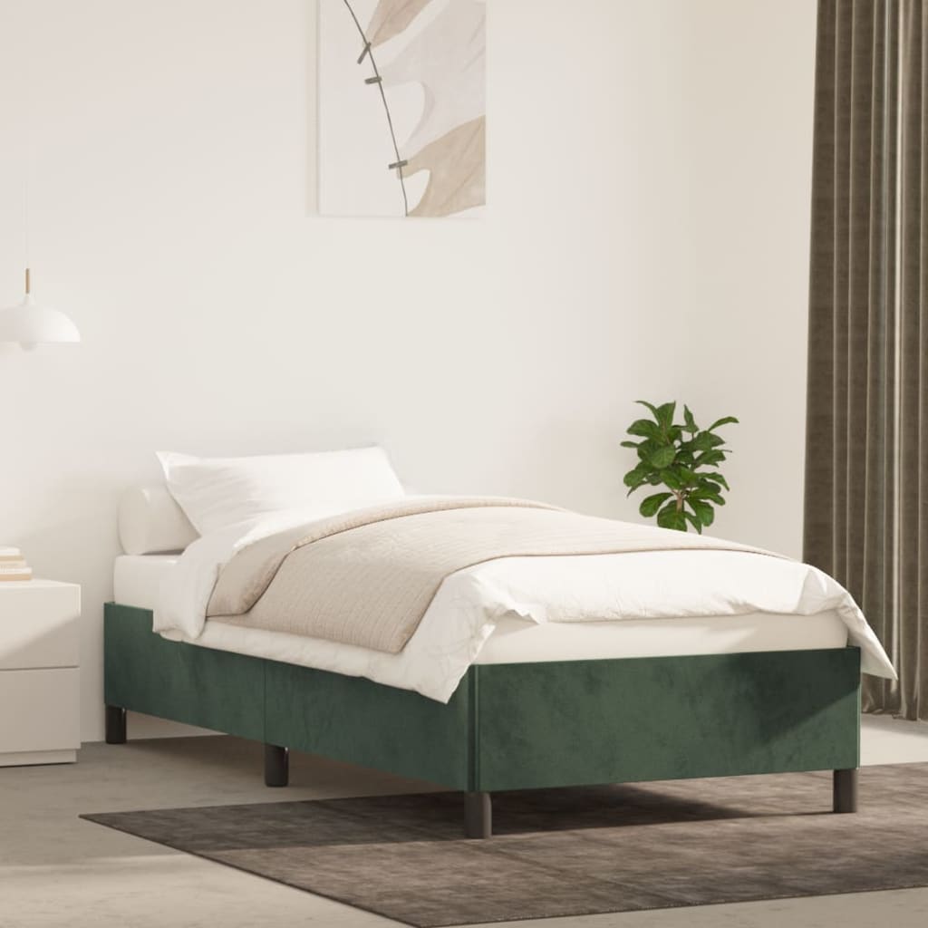 vidaXL Estructura de cama sin colchón terciopelo verde oscuro 90x200cm