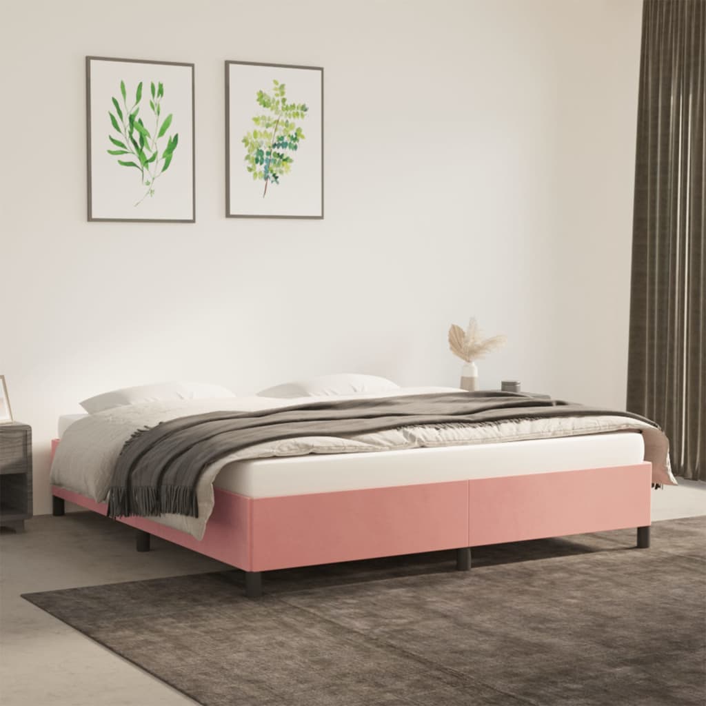 vidaXL Estructura de cama sin colchón terciopelo rosa 180x200 cm