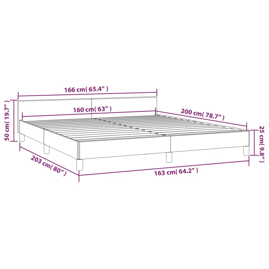 vidaXL Cama sin colchón de tela gris oscuro 160x200 cm