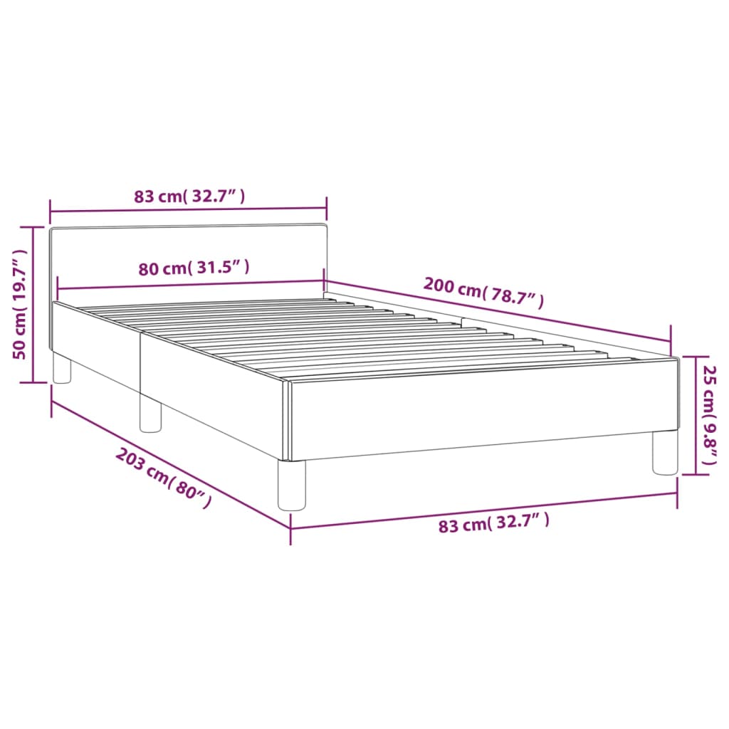 vidaXL Cama con cabecero sin colchón terciopelo negro 80x200 cm