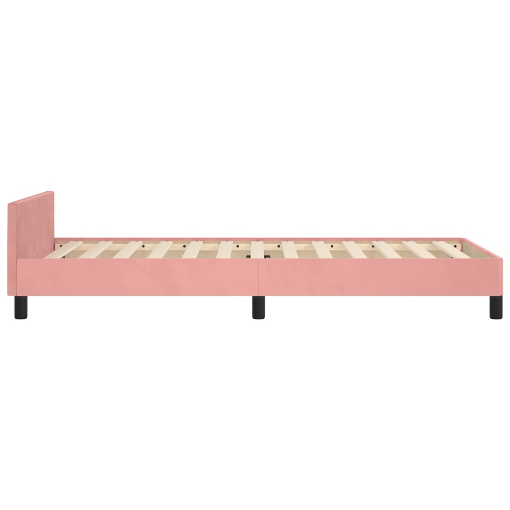 vidaXL Cama con cabecero sin colchón terciopelo rosa 80x200 cm