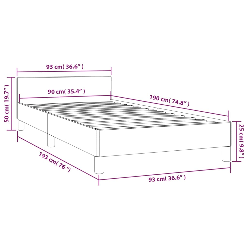 vidaXL Cama con cabecero sin colchón terciopelo negro 90x190 cm