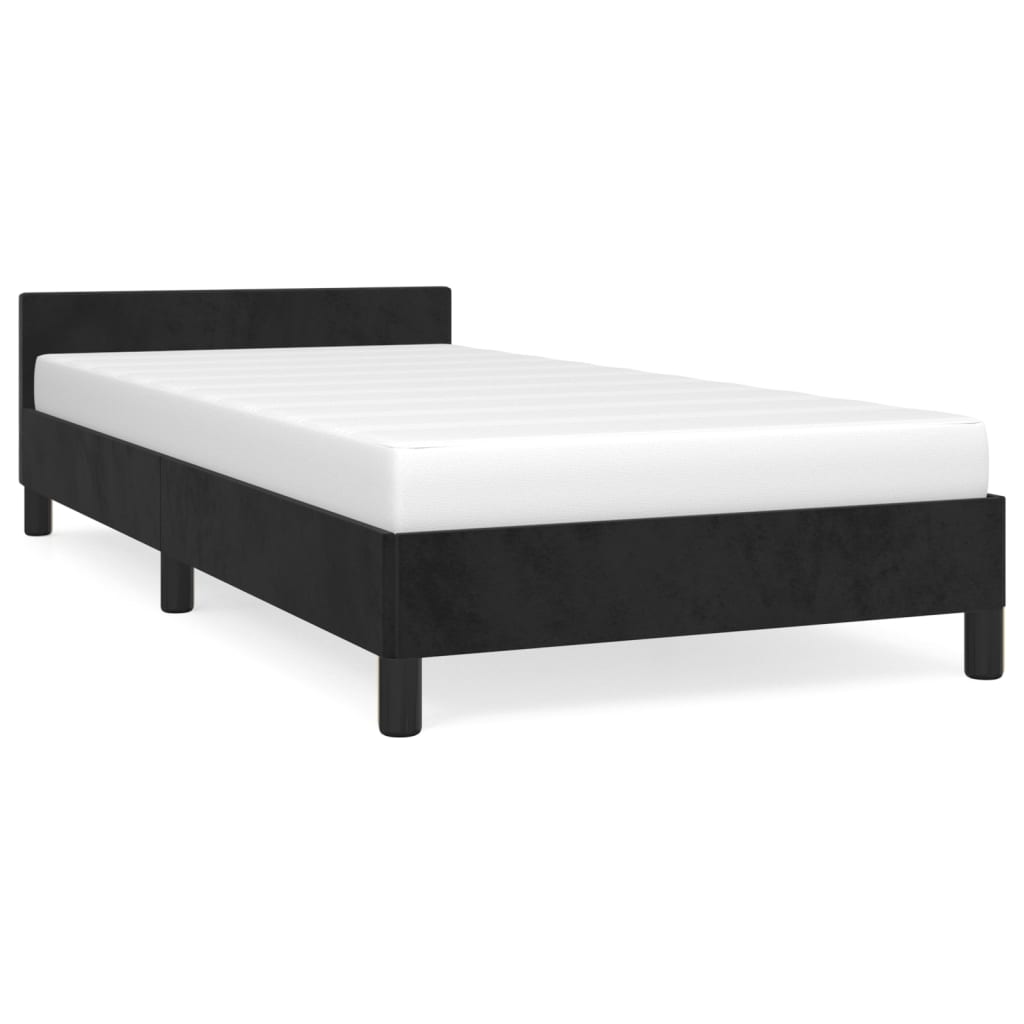 vidaXL Cama con cabecero sin colchón terciopelo negro 90x200 cm