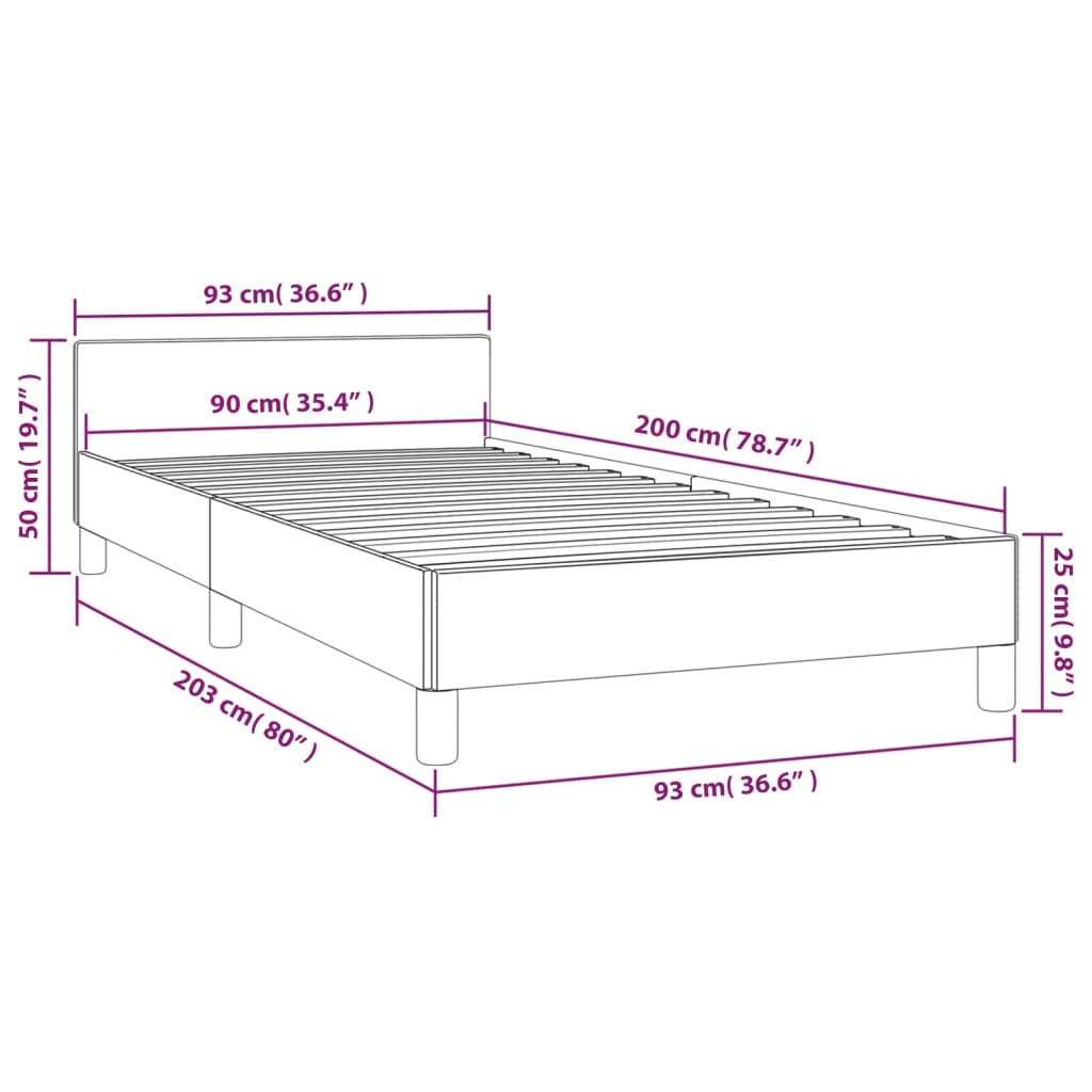 vidaXL Cama con cabecero sin colchón terciopelo negro 90x200 cm