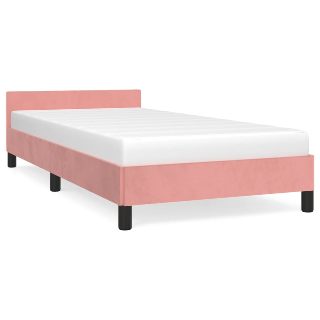 vidaXL Cama con cabecero sin colchón terciopelo rosa 90x200 cm