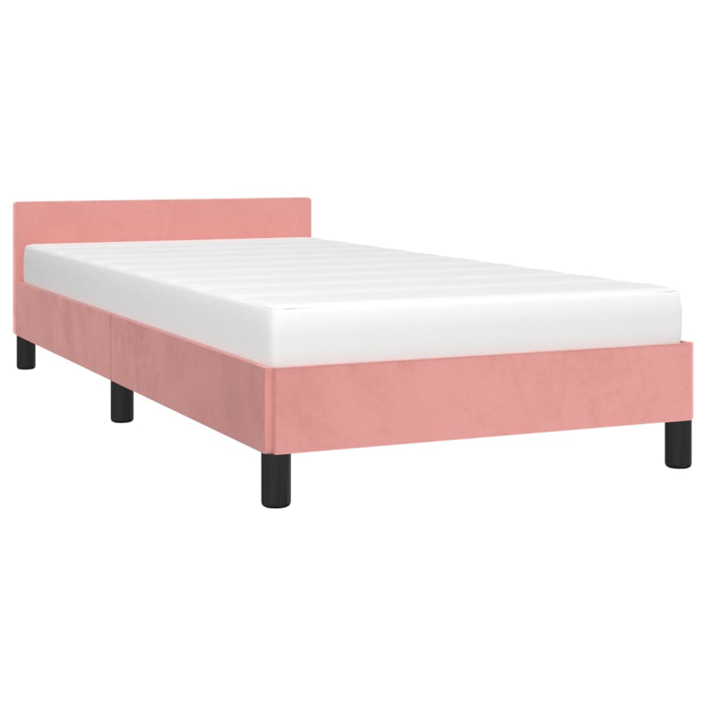 vidaXL Cama con cabecero sin colchón terciopelo rosa 90x200 cm