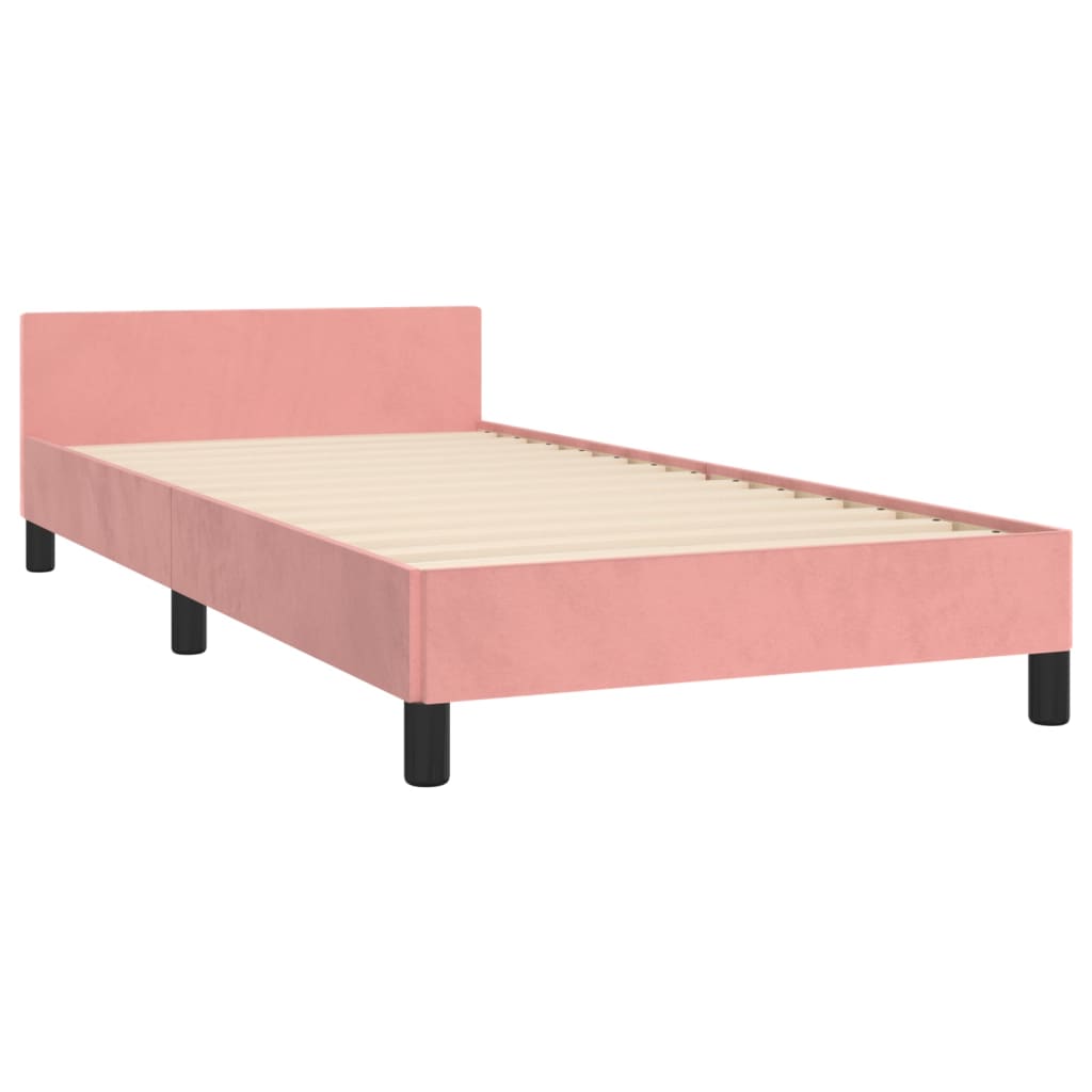 vidaXL Cama con cabecero sin colchón terciopelo rosa 90x200 cm