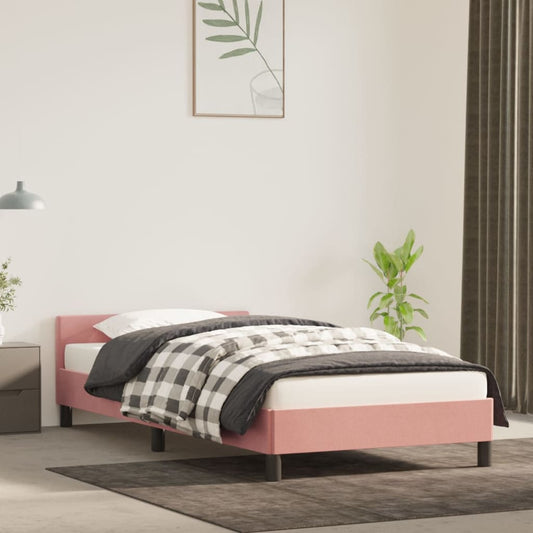 vidaXL Cama con cabecero sin colchón terciopelo rosa 90x200 cm