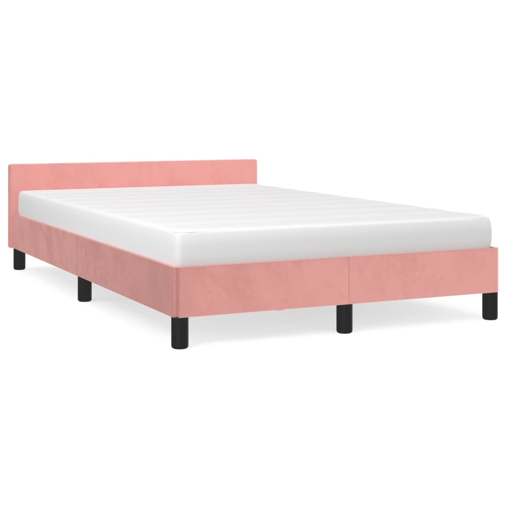 vidaXL Cama con cabecero sin colchón terciopelo rosa 120x200 cm