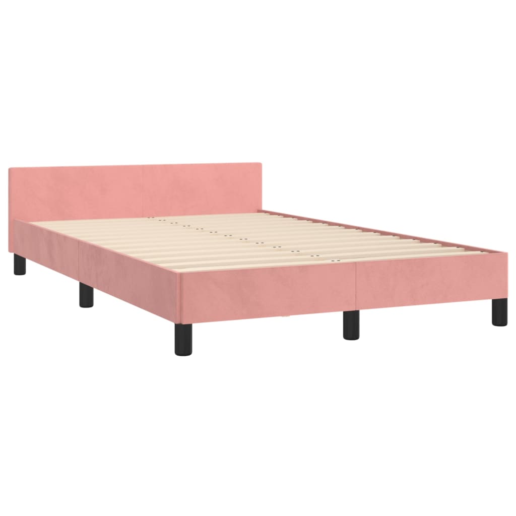 vidaXL Cama con cabecero sin colchón terciopelo rosa 120x200 cm