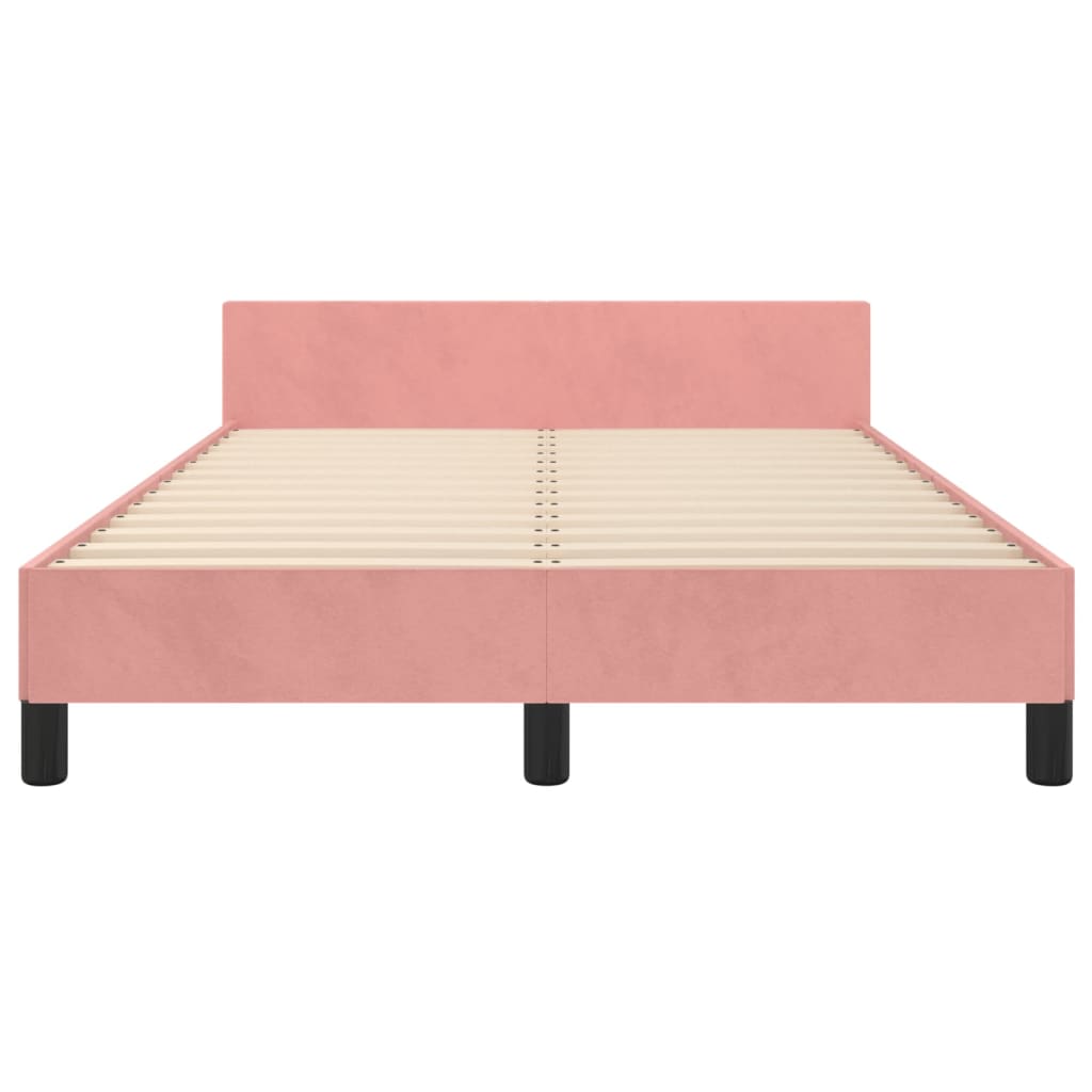 vidaXL Cama con cabecero sin colchón terciopelo rosa 120x200 cm