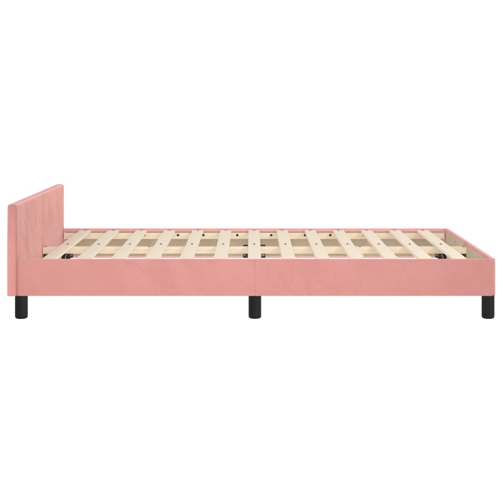 vidaXL Cama con cabecero sin colchón terciopelo rosa 120x200 cm