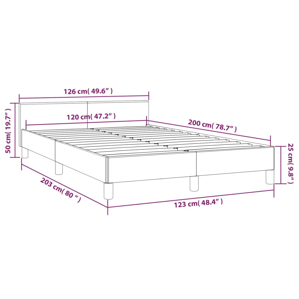 vidaXL Cama con cabecero sin colchón terciopelo rosa 120x200 cm