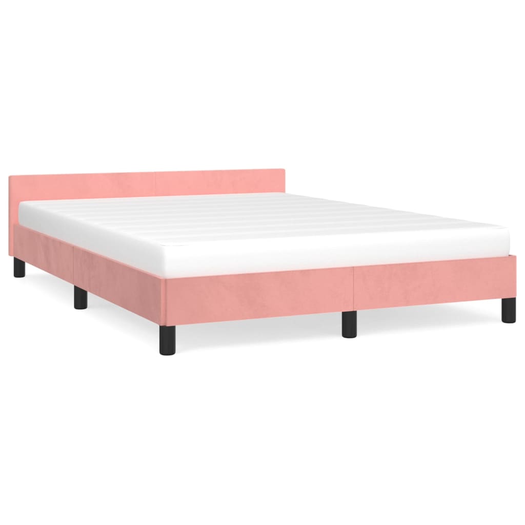 vidaXL Cama con cabecero sin colchón terciopelo rosa 140x190 cm