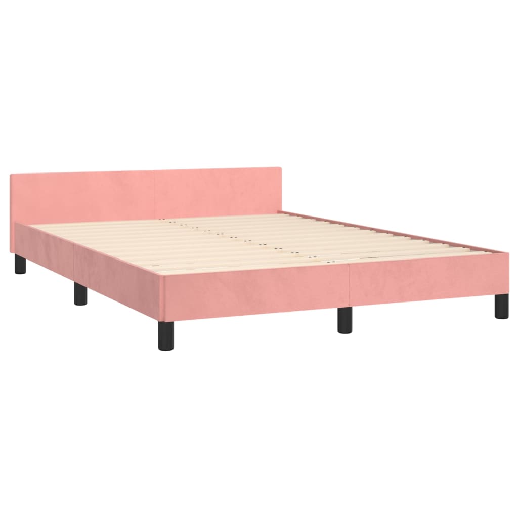 vidaXL Cama con cabecero sin colchón terciopelo rosa 140x190 cm