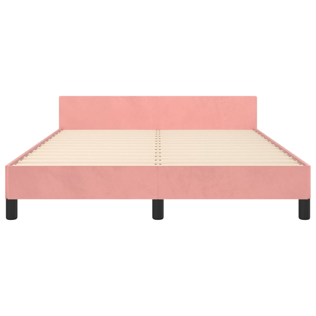 vidaXL Cama con cabecero sin colchón terciopelo rosa 140x190 cm