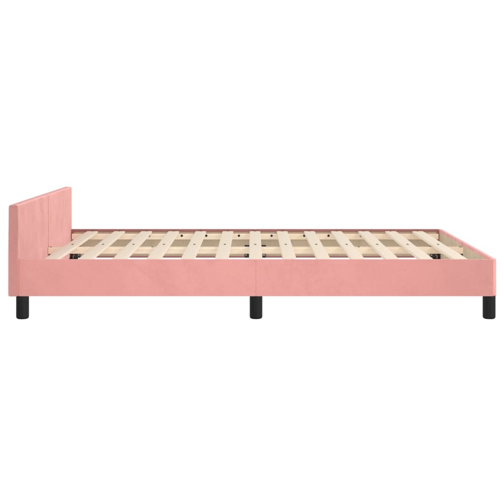 vidaXL Cama con cabecero sin colchón terciopelo rosa 140x190 cm